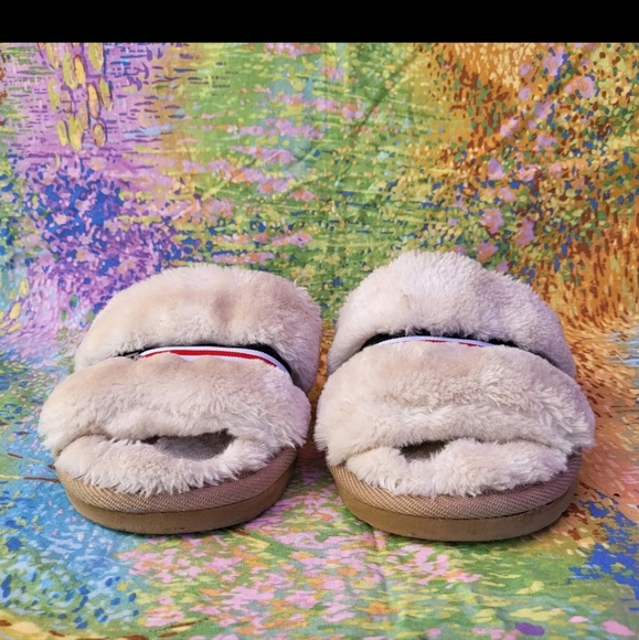 Minnetonka Women's 6 Plush Faux Fur Varsity Striped Comfort Slipper Slides - Picture 11 of 11